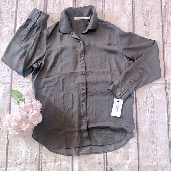 Calvin Klein Button Down Long Sleeve Work Office Blouses Chiffon Tops Size Small - Picture 1 of 6